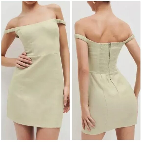 ✨ SALE Reformation Sawyer Linen Mini Dress Sz6 Dried Herbs Green - Picture 2 of 6